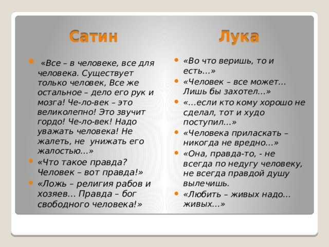 Главные герои пьесы горького «на дне».