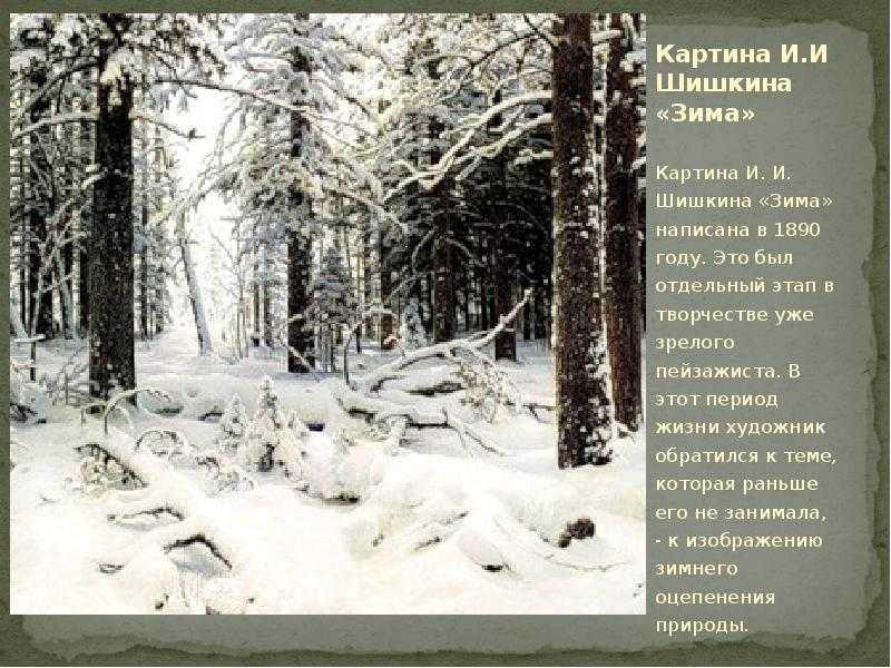 Мое отношение к картине шишкина зима. сочинение по картине шишкина «зима