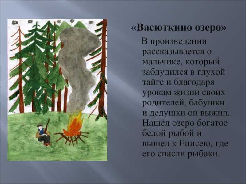Описание героев васюткино озеро. становление характера васютки. исследовательская работа по рассказу в.п. астафьева «васюткино озеро. сочинение образ васютки