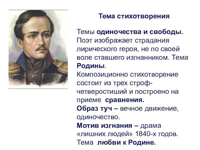 Лейтмотивом всего творчества Лермонтова является абсолютное одиночество лирического героя Основываясь на произведениях поэта, его с трудом можно представить искренне улыбающимся и счастливым
