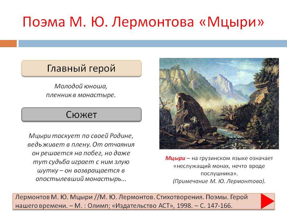 Образ и характеристика мцыри в поэме м. ю. лермонтова (+таблица)