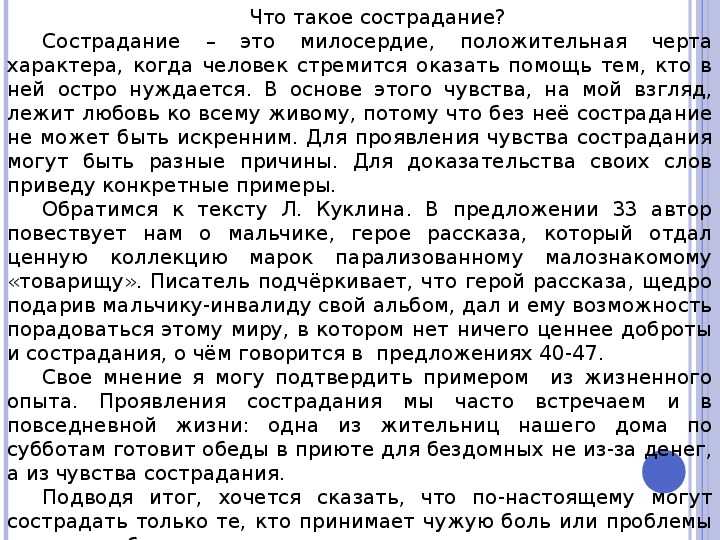 "что такое сострадание" - сочинение
