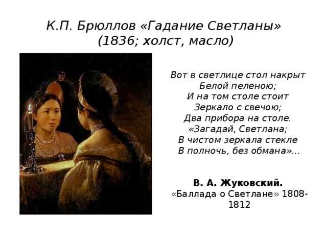 Тайны комнаты «гадающей светланы» и описание картины карла брюллова