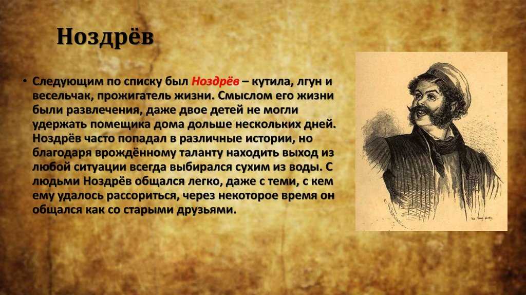 Характеристика ноздрева - внешность, образ героя мертвых душ