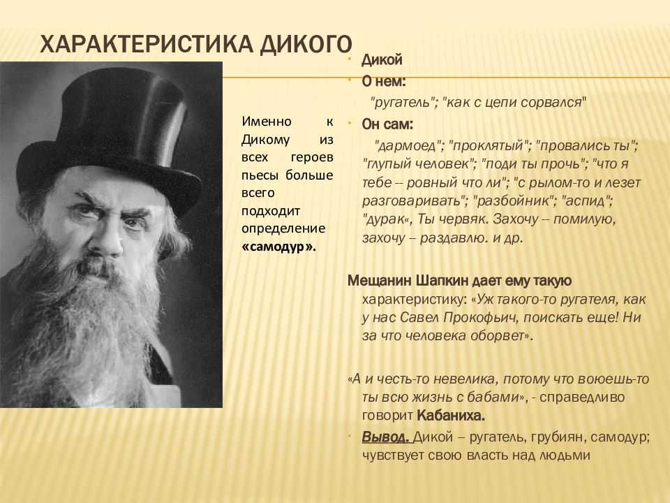 Дикой и кабаниха в пьесе гроза сочинение-характеристика