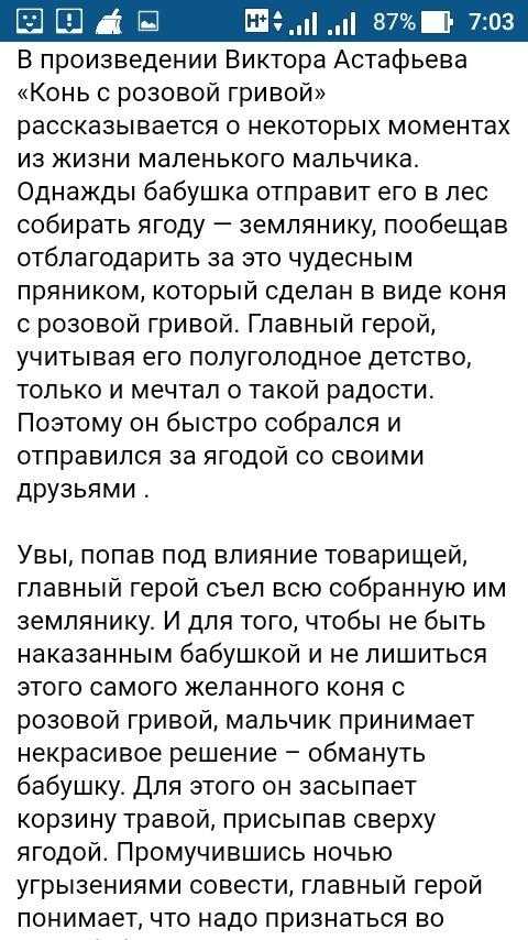 Сочинение конь с розовой гривой — лучшие сочинения