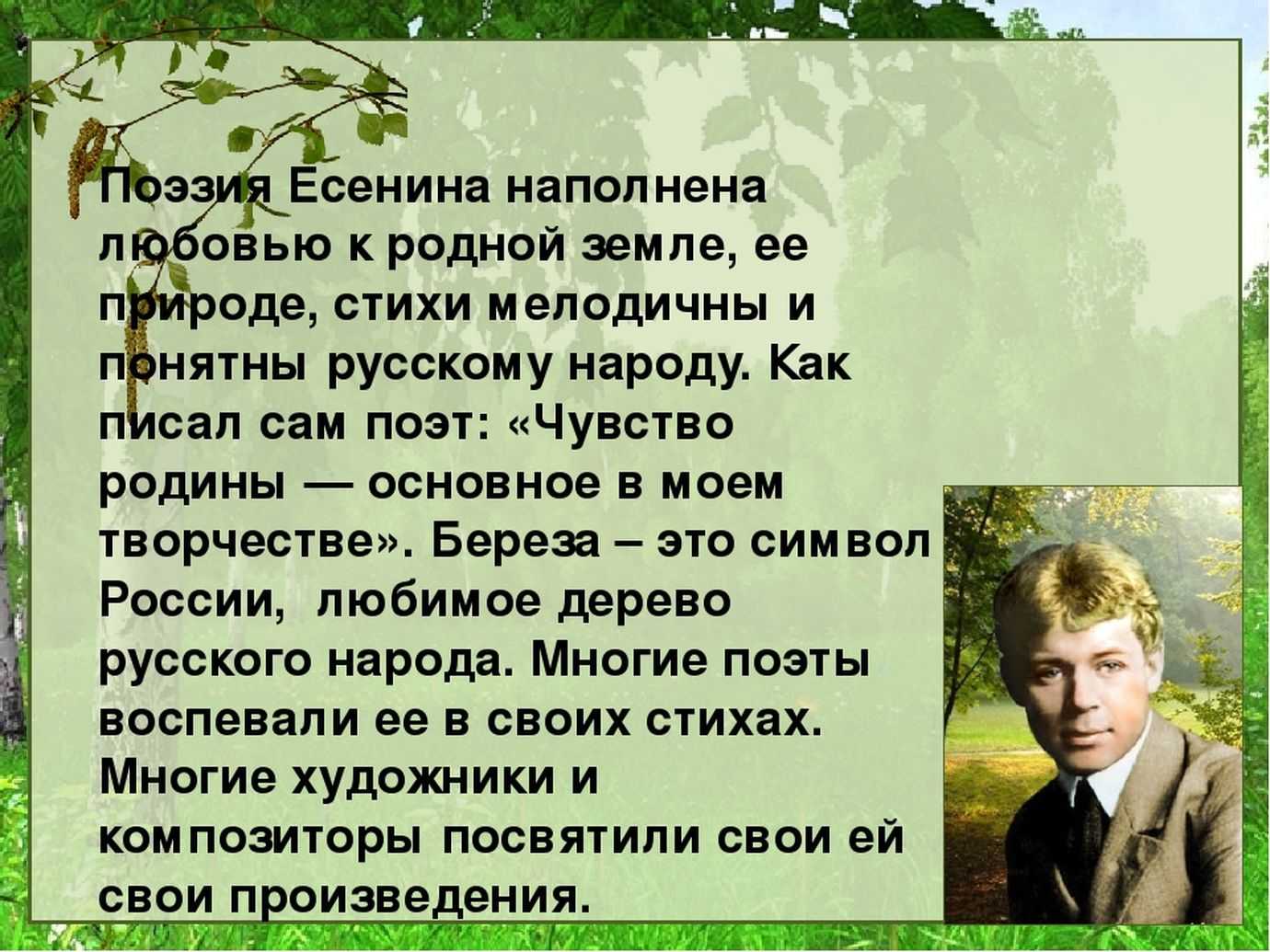 Тема родины в творчестве есенина 11 класс сочинение