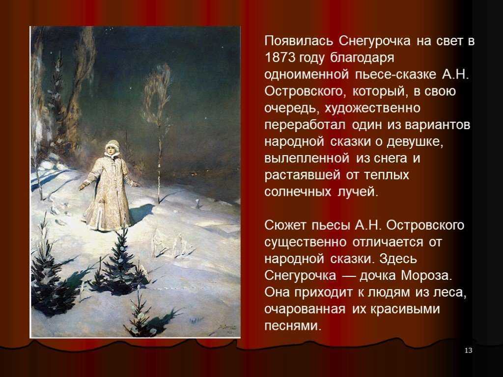 Творческая история пьесы снегурочка краткое содержание
