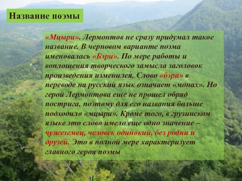 Мцыри: образ и характеристика главного героя в поэме лермонтова
