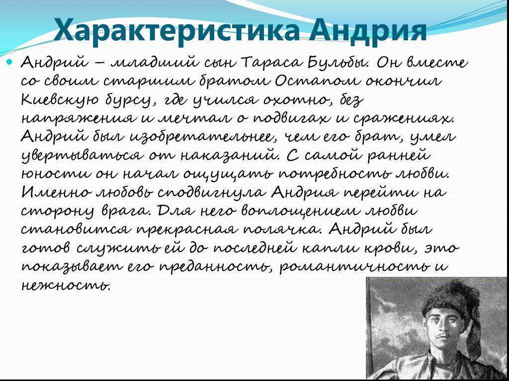 Характеристика остапа из «тараса бульбы»